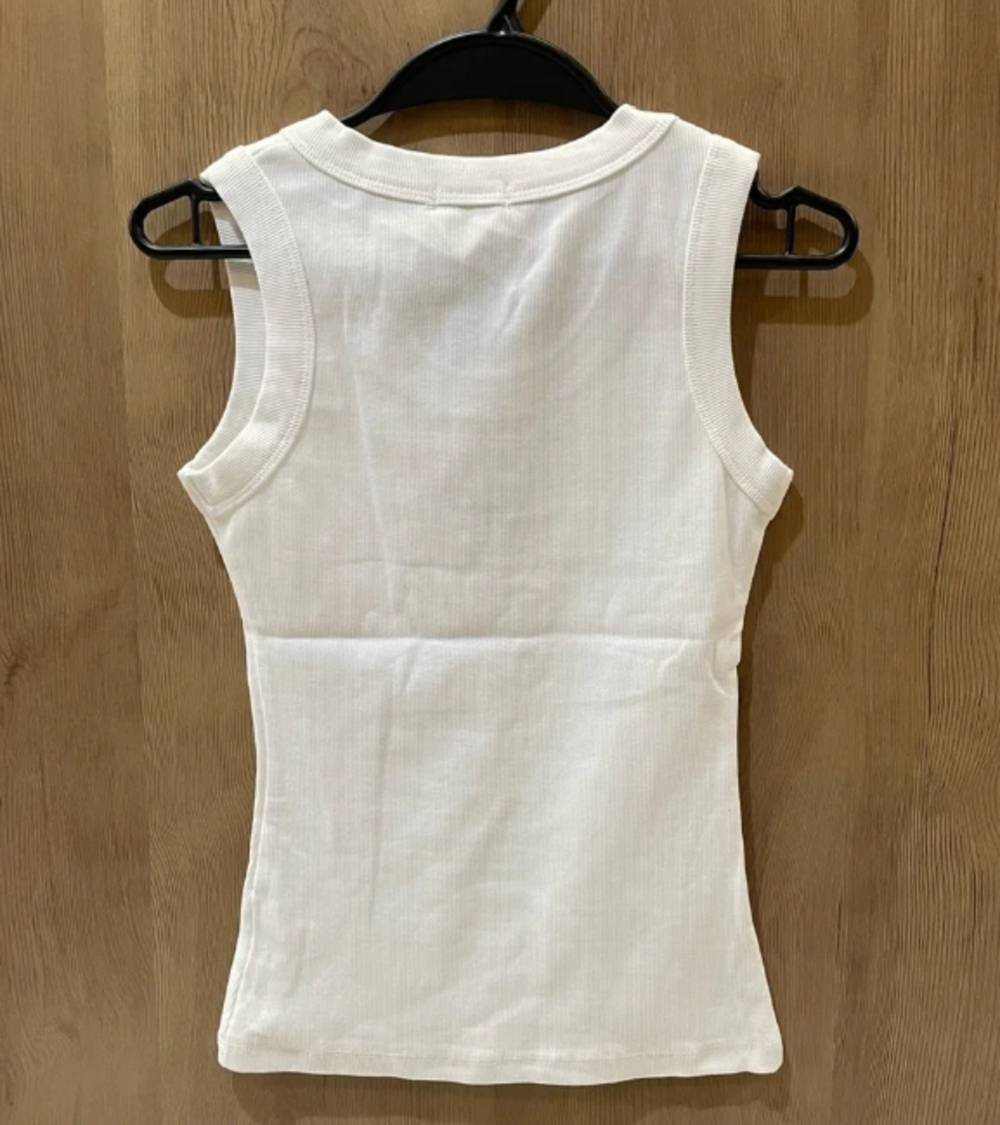 Miu Miu White Ribbed Logo Tank Top - Picture 2 of 4